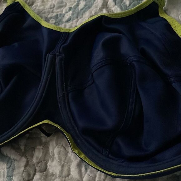 Blue & Neon Yellow Elomi Plus-Size Sports Bra, Size 38H - Picture 5 of 6